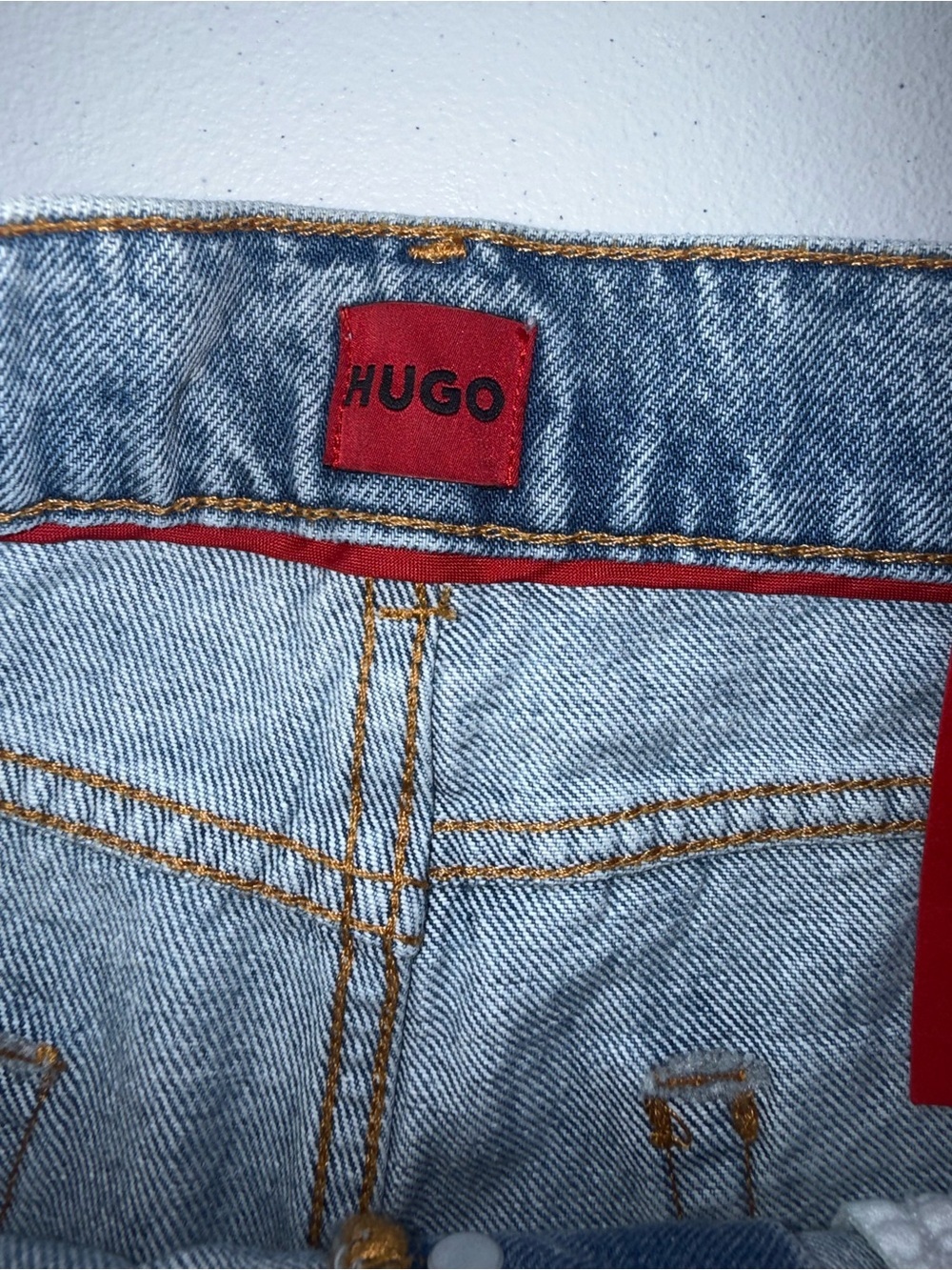 Hugo Boss High Rise Cut Off Denim Shorts Light Wash Raw Hem  25 NWT button fly - Picture 13 of 14